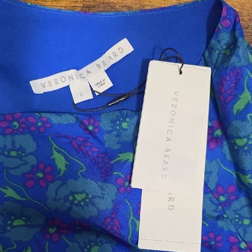 Veronica Beard Lyric One-Shoulder Silk Top in Cobalt Multi - Picture 4 of 10